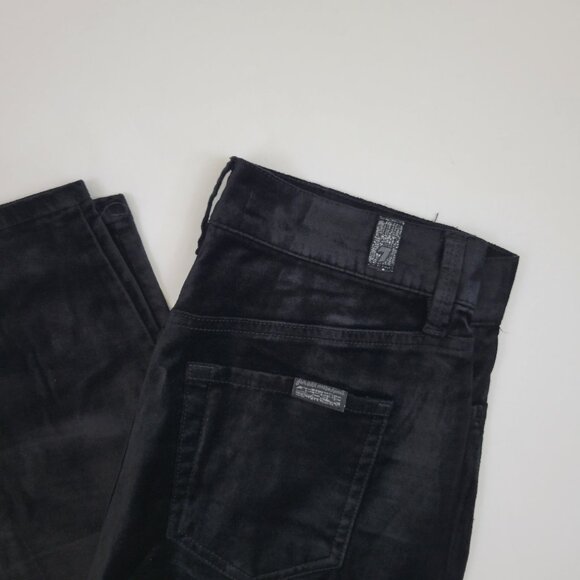 7 For All Mankind High Rise Skinny Ankle Velvet Button Up Black Jean - Picture 7 of 12